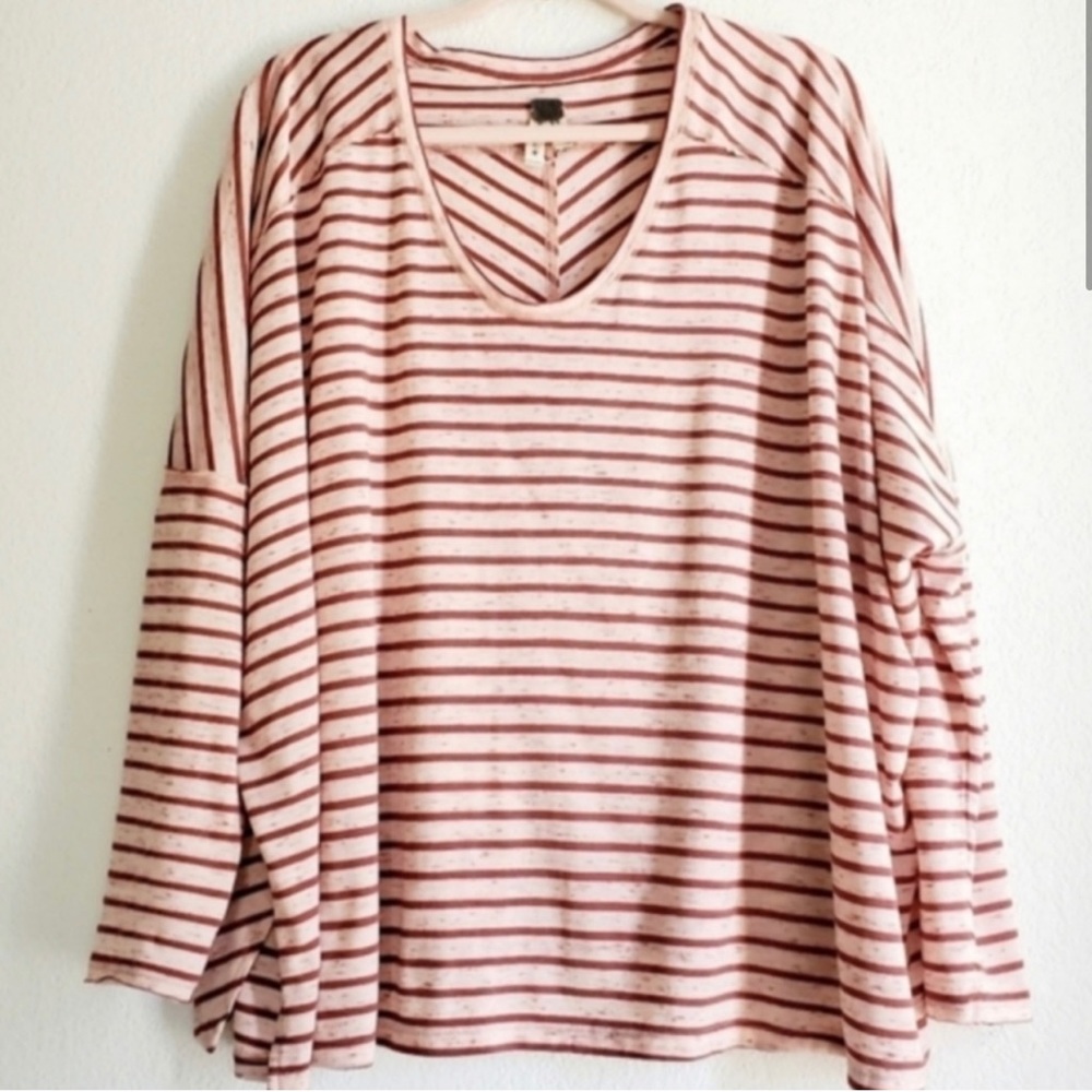 WE THE FREE People Pandoras Box Striped Tee Shirt Top Blouse Oversized Boxy Fit